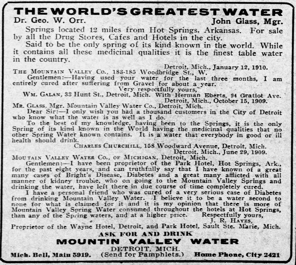 Newspaper ad - <i>The Detroit Free Press</i>, 13 Feb 1910